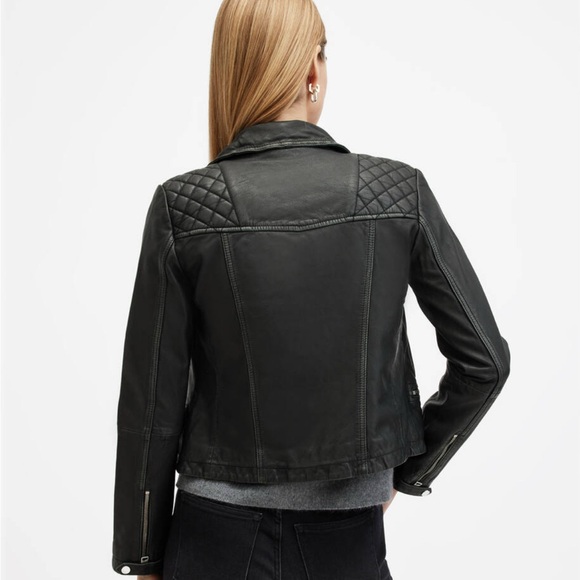 All Saints Cargo distressed leather biker / moto jacket - Picture 7 of 10